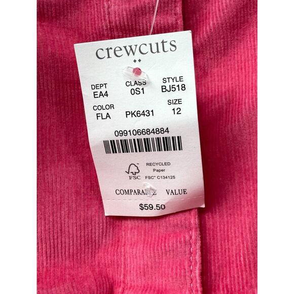 Crewcuts Corduroy Jumper Girls 12 Pink Cotton Stretch Button-Front Wide Straps - Picture 4 of 5